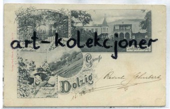 Dłużek - Dolzig k. Lubsko - Pałac - Litografia