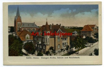 Nakło nad Notecią - Nakel - Kościół - Szkoła - Bank